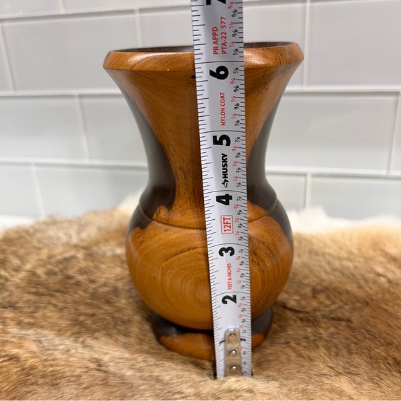 Hand Turned Two-toned Wood Bud Vase Smooth Finish 6” Tall - Picture 8 of 9